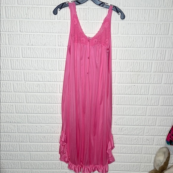 Vintage Lorraine Pink Lace Nightgown - Picture 1 of 4